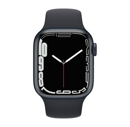 Smart saat Apple Watch Series 7, 45mm NFC Midnight Aluminum with Midnight Sport Band (MKN53RB/A)