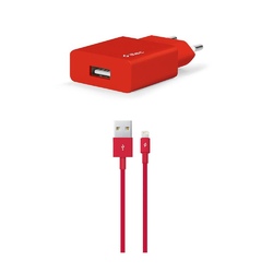 Adapter TTEC SmartCharger Travel Charger 2.1A Lightning RED (2SCS20LK)