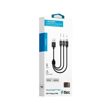 Kabel TTEC AlumiCable Mini 3in1 Charge Cable Type-C, Lightning, Micro USB (2DK31)