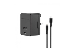 Adapter Powerology Dual Port Wall Charger with Type-C to MFI Lighting Cable 1.2 m Black (6297000886855)