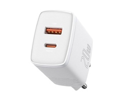 Adapter BASEUS 20W TRAVEL USB + USB-C (WITHOUT CABLE) WHITE (CCXJ-B02)