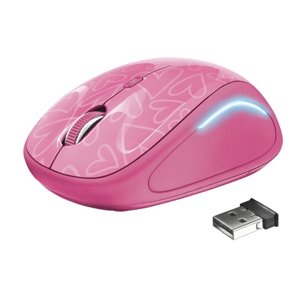 Simsiz kompüter siçanı Trust Yvi FX Wireless Mouse - pink (22336)