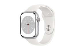 Smart saat Apple Watch Series 8, 45mm NFC Silver Aluminium Case with White Sport Band (MP6N3RB/A)
