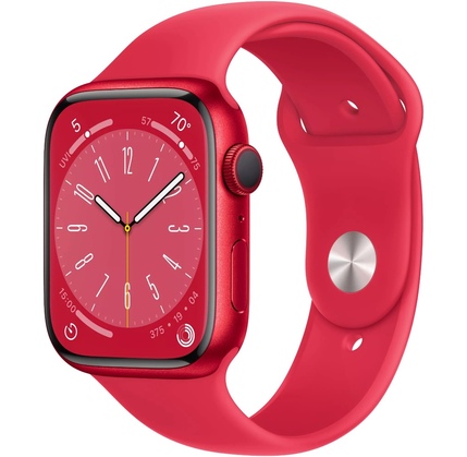 Smart saat Apple Watch Series 8, 45mm NFC (Product) Red Aluminium Case with (Product) Red Sport Band (MNP43RB/A)