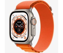 Smart saat Apple Watch Ultra GPS + Cellular, 49mm NFC Titanium Case with Orange Alpine Loop - Medium (MQFL3RB/A)