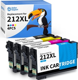 Kartric Kolor Expert Remanufactured Ink Cartridge Replacement for Epson 212XL T212XL 212 XL T212 - 4 PACKS (B0B56QY8HC)