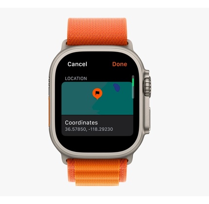 Smart saat Apple Watch Ultra GPS + Cellular, 49mm NFC Titanium Case with Orange Alpine Loop - Large (MQFM3RB/A)