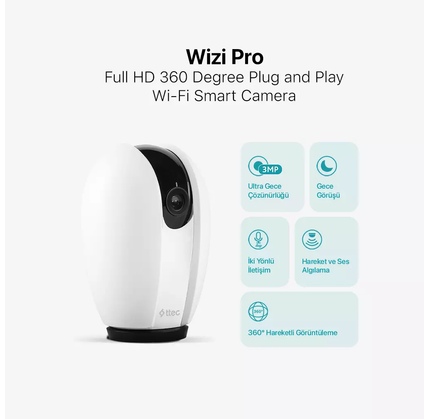 Müşahidə TTEC Wizi Pro Full HD 360 Derece  Plug and Play Wi-Fi Smart Camera (2AGK02)