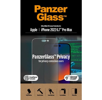 Qoruyucu şüşə PanzerGlass Apple iPhone 14 Pro Max Ultra-Wide Fit Privacy Ab W. Applicator (P2786)