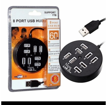 HUB CIRCULAR 8 PORT USB 2.0 BLACK (65893207968)