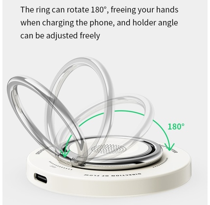 Simsiz enerji toplama cihazı ROCK W51 15W Magnetic Ring Holder 3 in 1 WHITE
