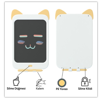 Planşet Xiaomi Wicue 10” Sarı Kedi LCD Dijital Renkli Çizim Tableti