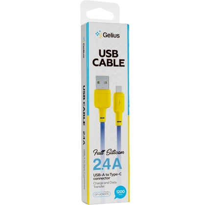 Kabel USB Gelius Full Silicon GP-UCN001C Type-C Yellow/Blue
