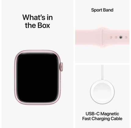 Smart saat Apple Watch Series 9 GPS, 41mm Pink Aluminium Case with Light Pink Sport Band - S/M (MR933QI/A)