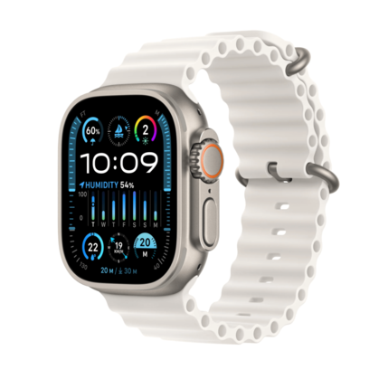 Smart saat Apple Watch Ultra 2 GPS + Cellular, 49mm Titanium Case with White Ocean Band (MREJ3RB/A)