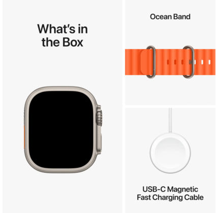 Smart saat Apple Watch Ultra 2 GPS + Cellular, 49mm Titanium Case with Orange Ocean Band (MREH3RB/A)