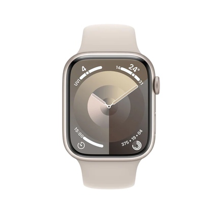 Smart saat Apple Watch Series 9 GPS, 45mm Starlight Aluminium Case with Starlight Sport Band - M/L (MR973QR/A)