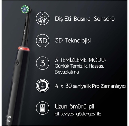 Elektrik diş fırçası Oral-B D505.513.3X Pro3 Black