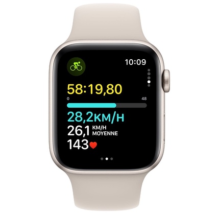 Smart saat Apple Watch SE GPS Gen.2, 44mm Starlight Aluminium Case With Starlight Sport Band - S/M (MRE43QI/A)