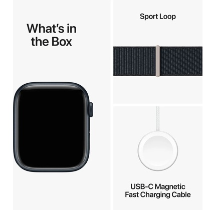 Smart saat Apple Watch Series 9 GPS, 45mm Midnight Aluminium Case With Midnight Sport Loop (MR9C3QR/A)