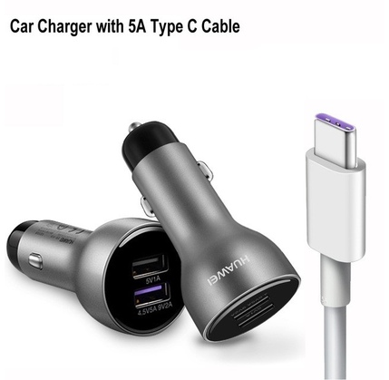 HUAWEI Car Charger SuperCharge (Max 40W) Dark Gray HUAWEI Oversea  With 5A Type C Date Cable