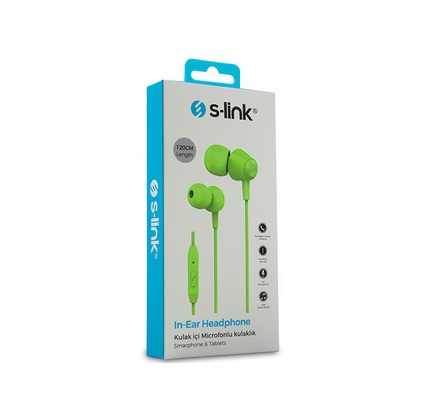 Qulaqlıq S-link SL-KU160 Mobile Phone Compatible Green In-Ear Headset with Microphone