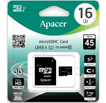 Apacer microSDHC(XC) 16GB UHS-I U1 Class10