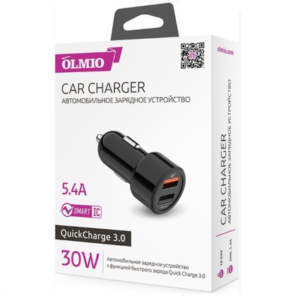 OLMIO CAR CHARGER 2 USB PORT 5.4A/30W