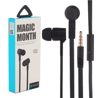 Qulaqlıq Celebrat D2 Magic Month Stereo Earphone with Mic black